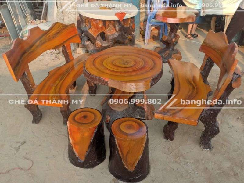 Bán Bộ bàn ghế đá giả gỗ tại xưởng ghế đá thành mỹ