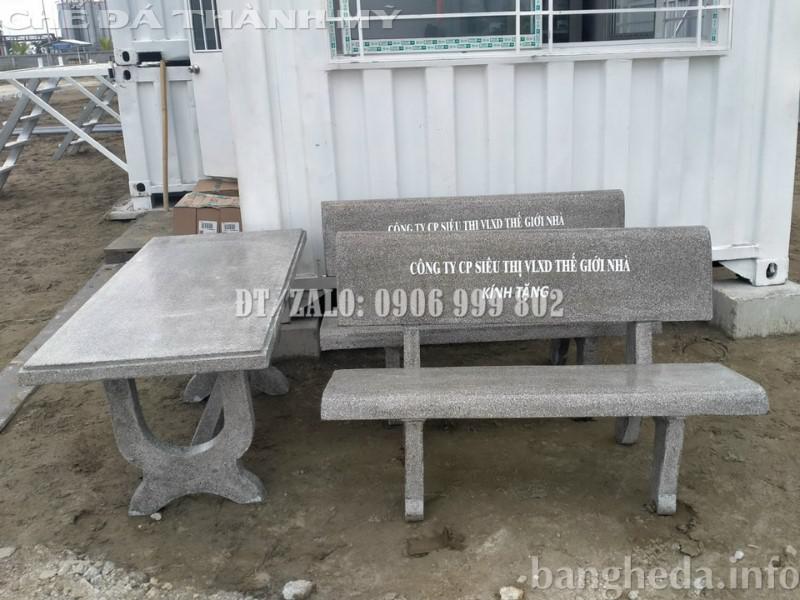 Giá bộ bàn ghế đá chữ nhật màu xám