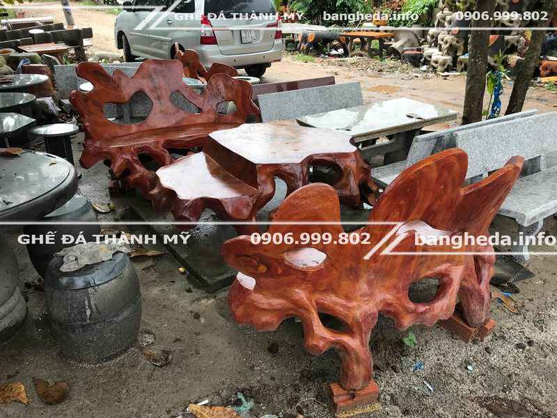 Mua ghế đá giả gỗ trang trí quán café 2