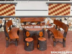 Bàn đá giả gỗ [3 ghế + 2 đôn]