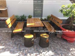 Bộ ghế đá giả gỗ chữ nhât