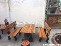 Bàn ghế xi măng giả gỗ bàn vuông