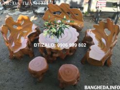 Bộ bàn ghế đá giả gỗ cao cấp
