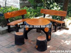 Bộ ghế đá giả gỗ tròn