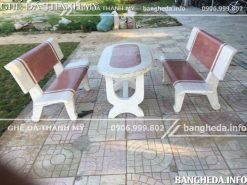 Bộ ghế đá ovan trắng đỏ