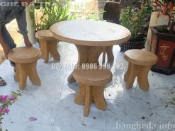 Bộ ghế đá tròn màu vàng [5 đôn]