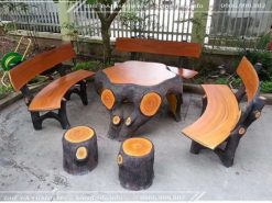 Bàn ghế đá giả gỗ đẹp