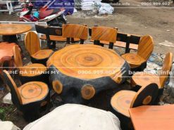 Bàn ghế đá giả gỗ sang trọng