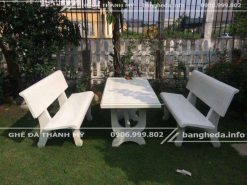 Bộ bàn ghế đá màu trắng [Loại 1m2]