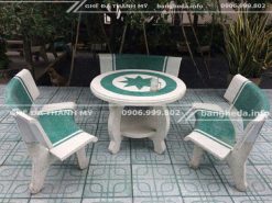 Bộ ghế đá tròn trắng xanh [3 ghế]
