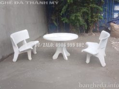Bàn ghế đá tròn trắng [2 ghế]