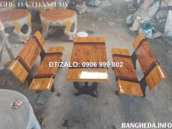 Bàn ghế đá xi măng sơn vân gỗ