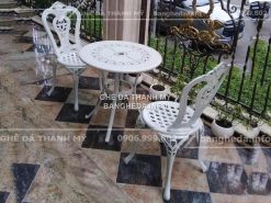 Bàn ghế ngoài trời trắng (2 ghế)