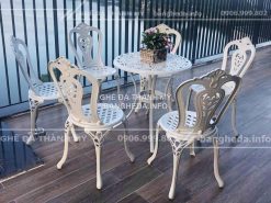 Bàn ghế ngoài trời trắng (6 ghế)