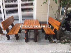 Bộ bàn ghế bê tông giả gỗ