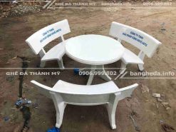 Bộ bàn ghế đá tròn trắng [3 ghế]