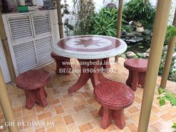 Bộ bàn ghế đá tròn 5 ghế đôn