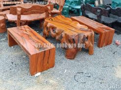 Bộ bàn ghế đá giả gỗ không tựa