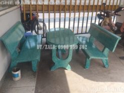 Bộ ghế đá Oval màu xanh