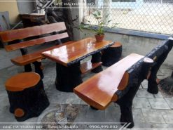 Bàn ghế đá giả gỗ chữ nhật