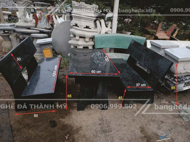 kích thướt của bàn ghế đá hoa cương thông dụng trên thị trường